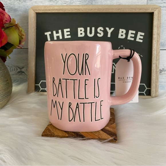 Rae Dunn Farmhouse YOUR BATTLE IS MY BATTLE Mug - Picture 1 of 4